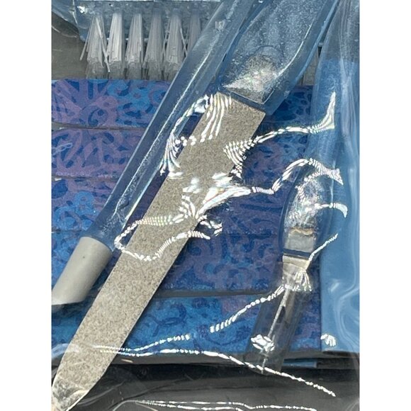 manicure set blue file brush new in damaged package - Picture 2 of 4
